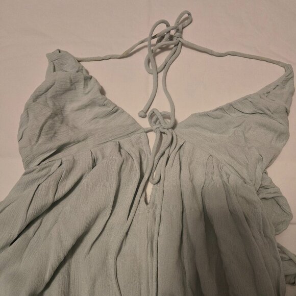 🤍 VICI Sage Green Maxi Dress – Flowy Tie-Front Boho Summer Style (Small) - Picture 7 of 7